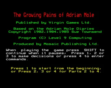 Growing Pains of Adrain Mole, The (19xx)(Virgin)[b2] screen shot title